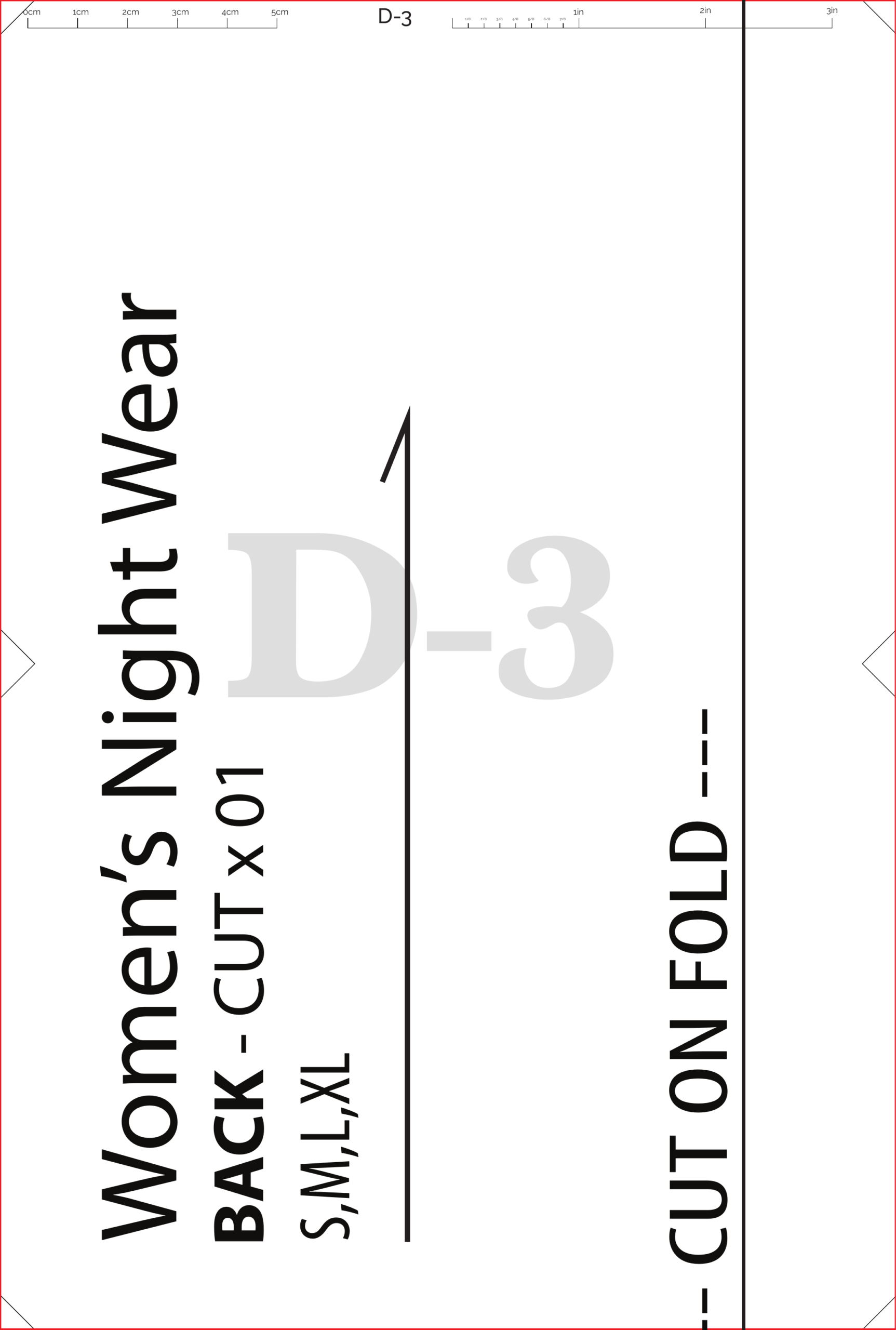 Women’s nightwear sewing pattern, A4 sheet 21 of 37, layered S to XL pattern outlines